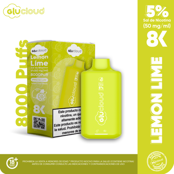 VAPEADOR GLUCLOUD DESECHABLE 8000 PUFF LEMON LIME